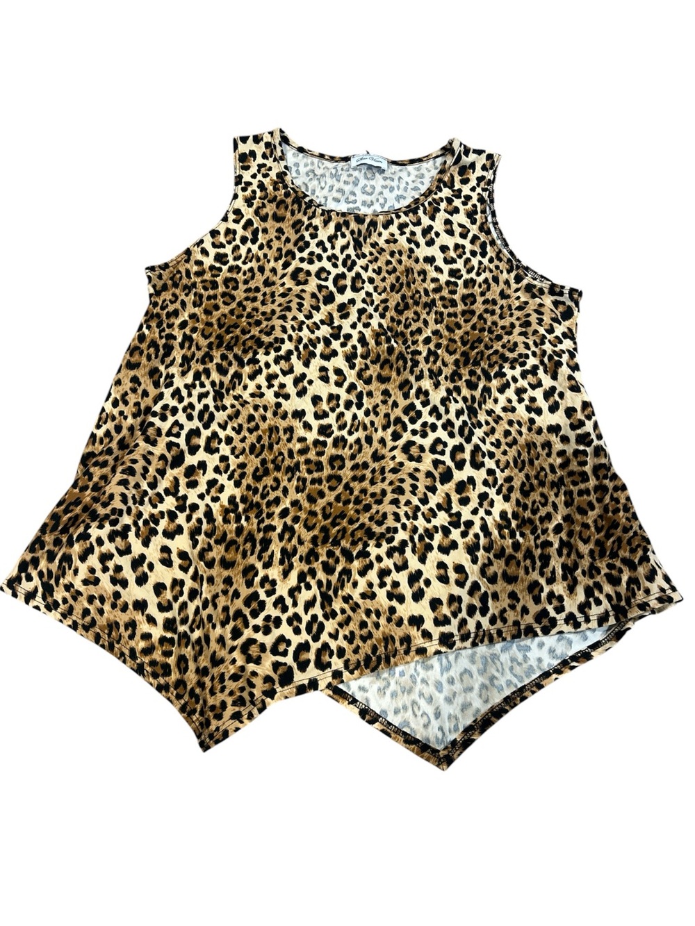 Star Vixen Leopard Print Handkerchief Hem Tank Top Tunic XL